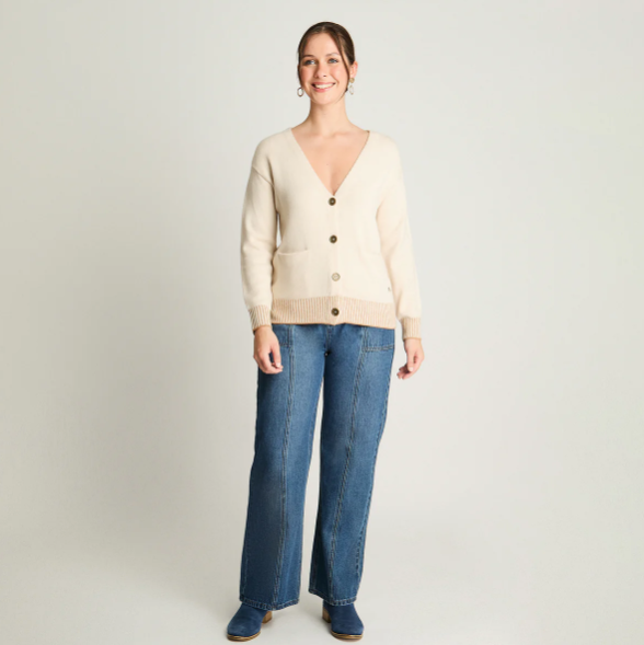 CARDIGAN DETALLES DE LUREX BEIGE